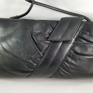 Nicole Black Pleats Purse Handbag Clutch Over Shoulder Strap